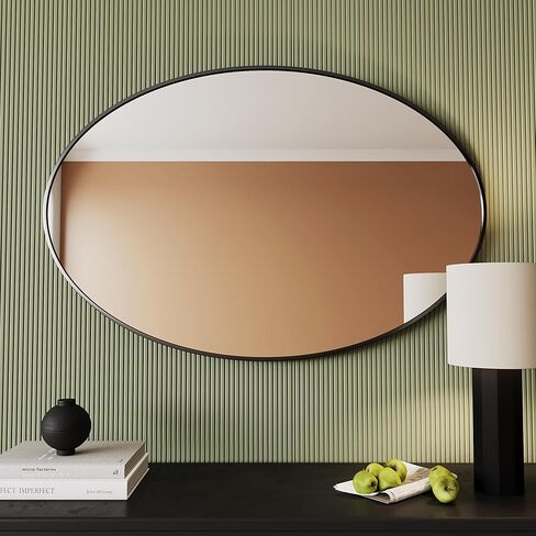 AUYHM Oval Mirrors,Oval Bathroom Mirrors,24x36 Mirror Bathroom Black,espejos decorativos de pared,Bathroom Mirrors for Over Sink(Black) in Saudi Arabia