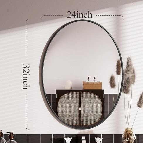 AUYHM Oval Mirrors,Oval Bathroom Mirrors,24x36 Mirror Bathroom Black,espejos decorativos de pared,Bathroom Mirrors for Over Sink(Black) in Saudi Arabia