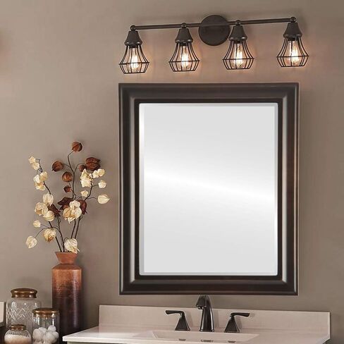 OVALCREST Rectangle Beveled Wall Mirror for Home Decor - Messina Style - Rubbed Bronze - 15x19 Outside Dimensions in Saudi Arabia