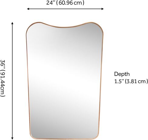 JONATHAN Y Alfie 24" x 36" Gold Irregular Wavy Metal Framed Wall Mounted Mirror with Flat Bottom, Decorative Dressing Design for Bedroom and Entryway MIR212C in Saudi Arabia