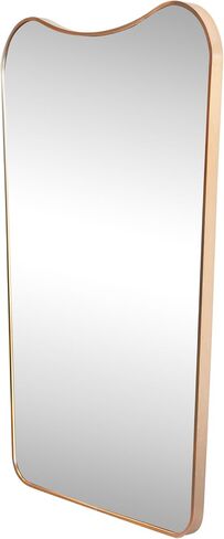 JONATHAN Y Alfie 24" x 36" Gold Irregular Wavy Metal Framed Wall Mounted Mirror with Flat Bottom, Decorative Dressing Design for Bedroom and Entryway MIR212C in Saudi Arabia