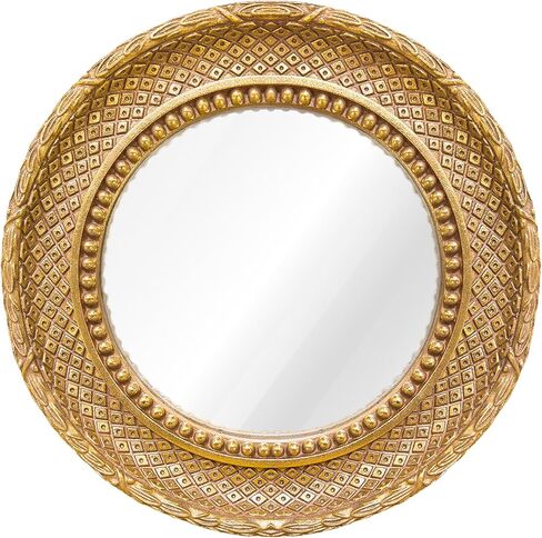 1Pack Gold Round Wall Mirror 11 inch,Small Wall Mirror Decorative, Small Vintage Ornate Circle Mirror for Bedroom,Living Room,Entryway,Hallway,Dressing Table in Saudi Arabia