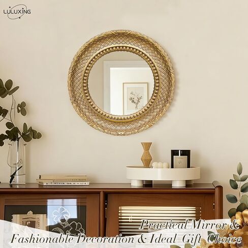 1Pack Gold Round Wall Mirror 11 inch,Small Wall Mirror Decorative, Small Vintage Ornate Circle Mirror for Bedroom,Living Room,Entryway,Hallway,Dressing Table in Saudi Arabia