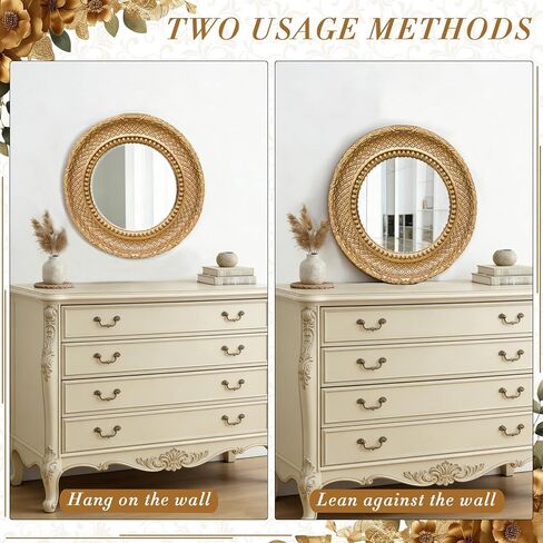 1Pack Gold Round Wall Mirror 11 inch,Small Wall Mirror Decorative, Small Vintage Ornate Circle Mirror for Bedroom,Living Room,Entryway,Hallway,Dressing Table in Saudi Arabia