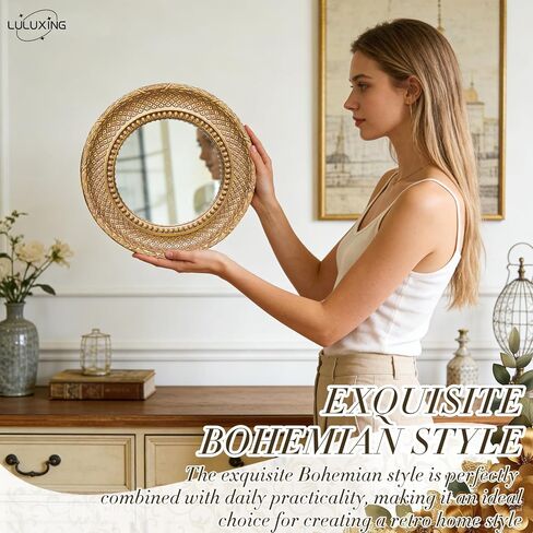1Pack Gold Round Wall Mirror 11 inch,Small Wall Mirror Decorative, Small Vintage Ornate Circle Mirror for Bedroom,Living Room,Entryway,Hallway,Dressing Table in Saudi Arabia