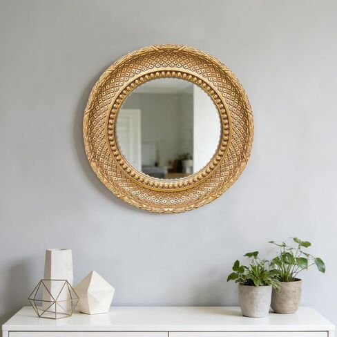 1Pack Gold Round Wall Mirror 11 inch,Small Wall Mirror Decorative, Small Vintage Ornate Circle Mirror for Bedroom,Living Room,Entryway,Hallway,Dressing Table in Saudi Arabia
