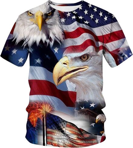 Lurhonp USA Flag Tshirt Funny American Eagle Graphic Fashion T-Shirts for Mens Womens in Saudi Arabia