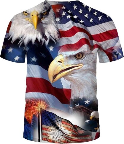 Lurhonp USA Flag Tshirt Funny American Eagle Graphic Fashion T-Shirts for Mens Womens in Saudi Arabia