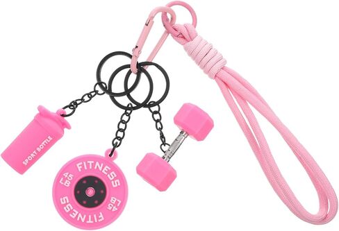 Trinkrittey Gym Keychain, Pink Dumbbell Keychain Silicone Fitness Keychains for Women in Kuwait