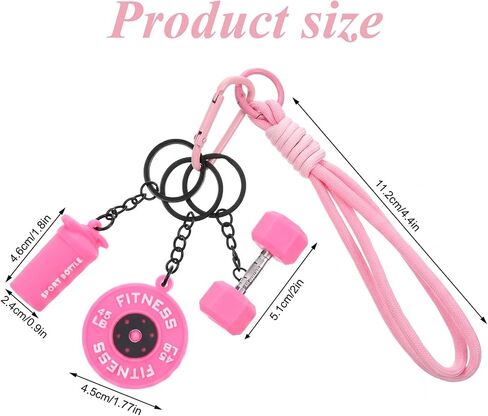 Trinkrittey Gym Keychain, Pink Dumbbell Keychain Silicone Fitness Keychains for Women in Kuwait