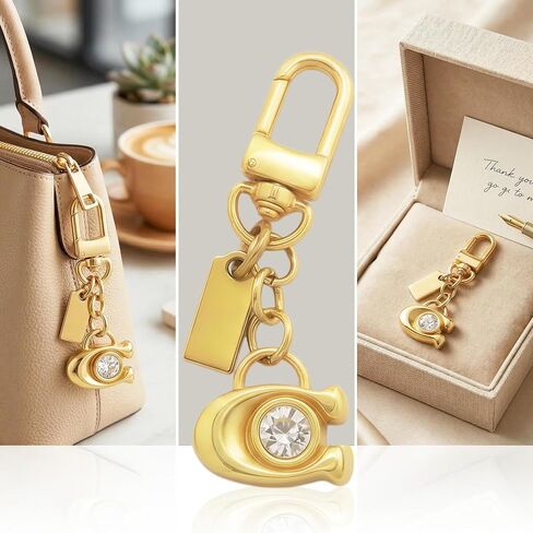 Golden Bag Charms C for Handbags, Purse Charms with Letter C Initia, Unique Keychain Accessories for Women in Saudi Arabia