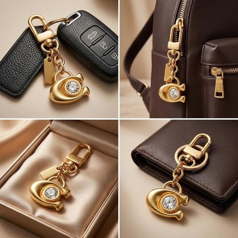 Golden Bag Charms C for Handbags, Purse Charms with Letter C Initia, Unique Keychain Accessories for Women in Saudi Arabia