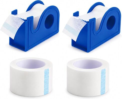 2 Rolls Medical Paper Tape with Dispenser, 1 Inch x 10 Yards,Microporous Surgical Paper Tape for Skin, Dressings, Wound First Aid Tape(White) in Saudi Arabia