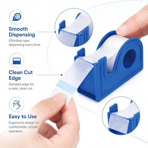 2 Rolls Medical Paper Tape with Dispenser, 1 Inch x 10 Yards,Microporous Surgical Paper Tape for Skin, Dressings, Wound First Aid Tape(White) in Saudi Arabia