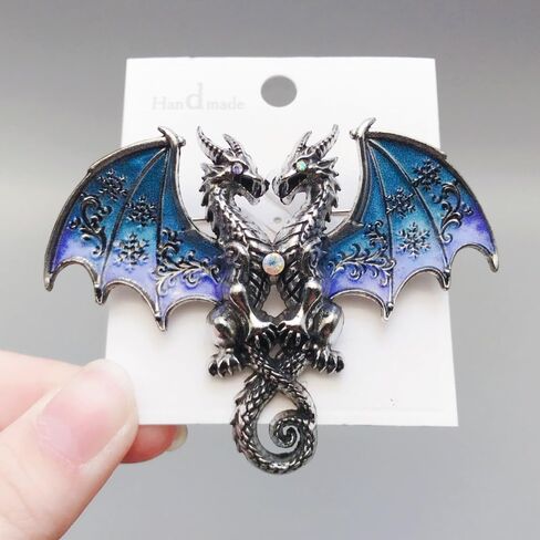 5pcs Ucubwfu Set of Punk Double-Headed Dragon Brooches, Rhinestone-Studded Alloy Dragon Brooches, Pterosaur-Themed pins Suitable for Men and Women in Saudi Arabia