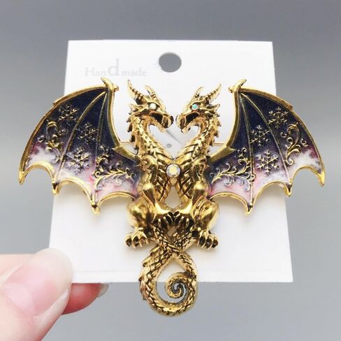 5pcs Ucubwfu Set of Punk Double-Headed Dragon Brooches, Rhinestone-Studded Alloy Dragon Brooches, Pterosaur-Themed pins Suitable for Men and Women in Saudi Arabia