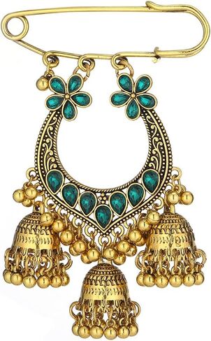 خمر تشيكوسلوفاكيا زهرة Jhumka Jhumki الهندي مطرز شرابة المتدلية بروش دبوس للنساء الرجال بوليوود التقليدية الغجر الأزهار بيان التلبيب دبابيس لفساتين البلوزات معاطف مجوهرات الإكسسوار in Kuwait