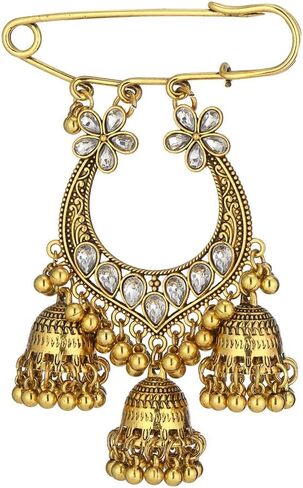خمر تشيكوسلوفاكيا زهرة Jhumka Jhumki الهندي مطرز شرابة المتدلية بروش دبوس للنساء الرجال بوليوود التقليدية الغجر الأزهار بيان التلبيب دبابيس لفساتين البلوزات معاطف مجوهرات الإكسسوار in Kuwait