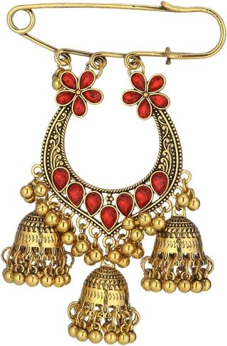 خمر تشيكوسلوفاكيا زهرة Jhumka Jhumki الهندي مطرز شرابة المتدلية بروش دبوس للنساء الرجال بوليوود التقليدية الغجر الأزهار بيان التلبيب دبابيس لفساتين البلوزات معاطف مجوهرات الإكسسوار in Kuwait