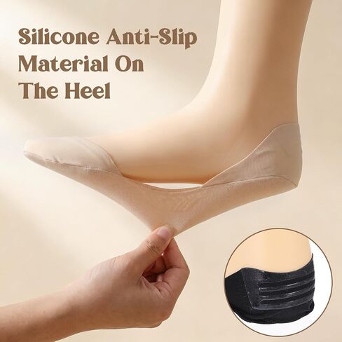 Amaxiu 6 Pairs No Show Socks for Flats Heel, Women Invisible Ballet Sock Ultra Low Cut Invisible Liner Socks Non-Slip Cotton Nylon Blend for Ballet Flats Loafers Pumps Size 4-10 in Kuwait