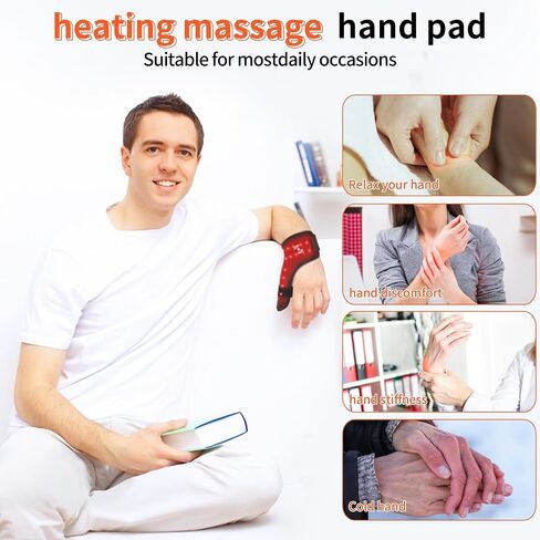 Cordless Wrist Heating Pad Massager, Red Light Heated Wrist Wrap, 3 Vibration and Heat Settings, Thumb Heating pad for Arthritis, Carpal Tunnel Relief in Saudi Arabia