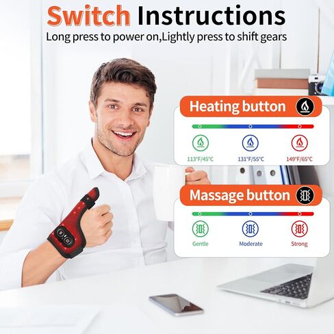 Cordless Wrist Heating Pad Massager, Red Light Heated Wrist Wrap, 3 Vibration and Heat Settings, Thumb Heating pad for Arthritis, Carpal Tunnel Relief in Saudi Arabia