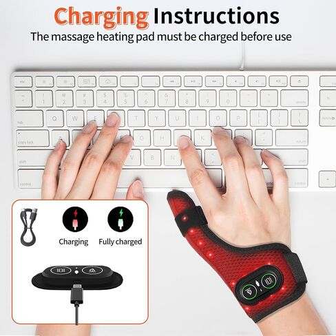 Cordless Wrist Heating Pad Massager, Red Light Heated Wrist Wrap, 3 Vibration and Heat Settings, Thumb Heating pad for Arthritis, Carpal Tunnel Relief in Saudi Arabia