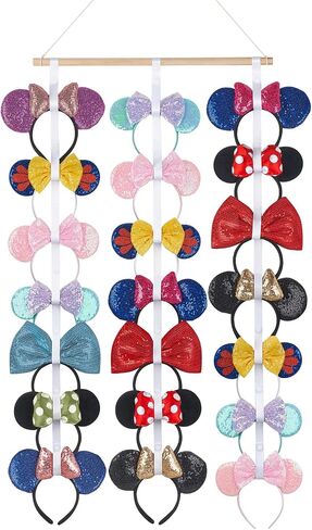 حامل عصابة رأس من Dahey Mouse Ears، منظم خشبي للتعليق، عرض للتخزين، إكسسوارات الشعر للفتيات في غرفة النوم وغرفة المعيشة وديكور الحائط in Kuwait