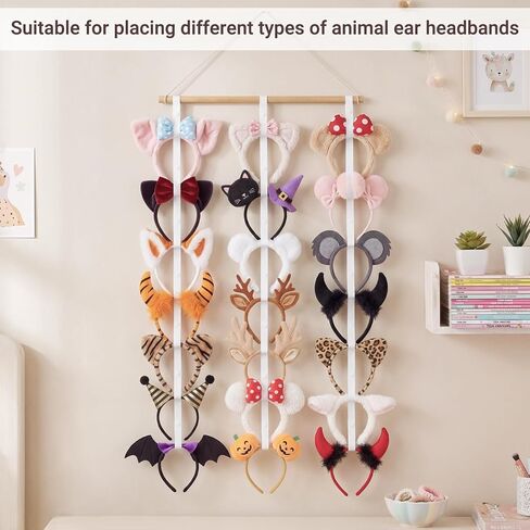 حامل عصابة رأس من Dahey Mouse Ears، منظم خشبي للتعليق، عرض للتخزين، إكسسوارات الشعر للفتيات في غرفة النوم وغرفة المعيشة وديكور الحائط in Kuwait