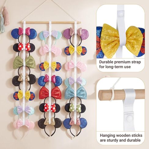 حامل عصابة رأس من Dahey Mouse Ears، منظم خشبي للتعليق، عرض للتخزين، إكسسوارات الشعر للفتيات في غرفة النوم وغرفة المعيشة وديكور الحائط in Kuwait