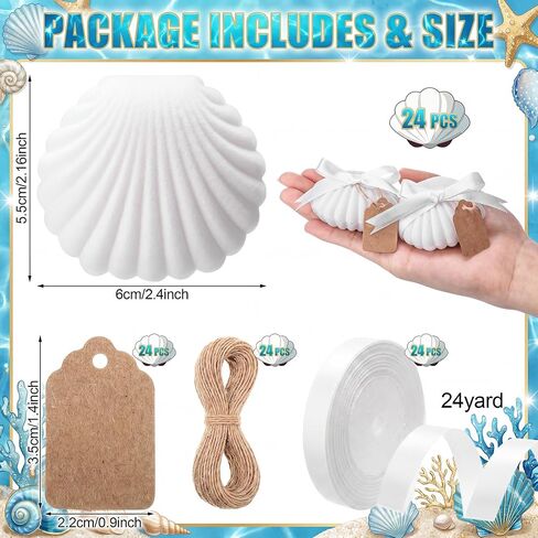 Nosiny 24 Sets Seashell Velvet Ring Boxes, Beach Wedding Favors for Guests, Bridesmaid Proposal Gifts with Ribbon & Tags, Bulk Bridal Shower Party Favors, Seaside Travel Jewelry Holder for Women in Kuwait