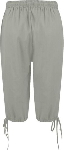 Bermuda Shorts for Women Knee Length Cotton Linen Elastic Waist Drawstring Shorts Summer Capris Pants in Saudi Arabia