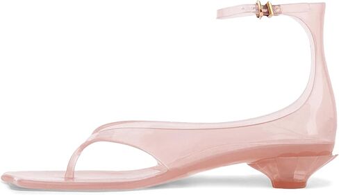 KISSASA Jelly Shoes for Women Fip Flop Flower Kitten Heel Sandals Clear Ankle Strap Thong Heels Summer Dress Shoes in Saudi Arabia