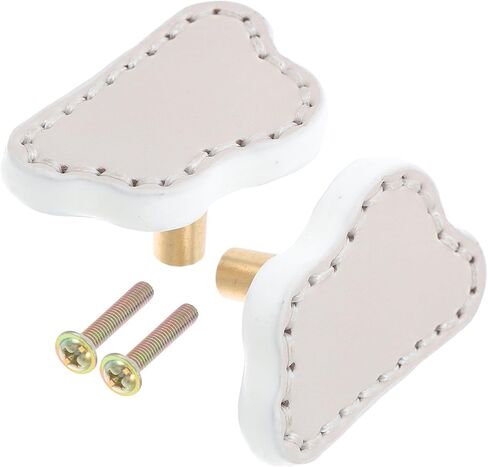 Abaodam 2pcs Cloud Shape Brass Dresser Knobs with Thick White Leather Pulls for ’s Wardrobe Doors Cabinet Hardware Drawer Handles in Saudi Arabia