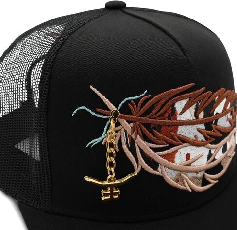 The Rancher Hat Co. Cowboys & Indians Western Trucker Hat - Flat Bill Snapback Cowboy Cap with Cow Print Design, High Profile Adjustable Mesh Back Hat for Men & Women in Saudi Arabia