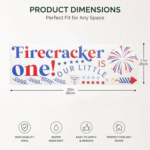 Little Firecracker is one Wall Decal Sign- American Day Baby Shower Backdrop Stickers, Balloon Arch Backdrop Decals, July 4th National Day Party Decorations, Baby First Birthday Patriotic Wall Decors in Kuwait