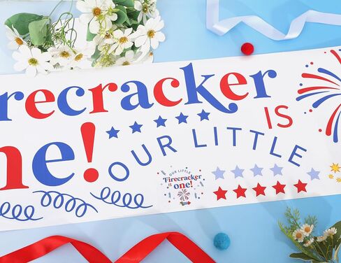 Little Firecracker is one Wall Decal Sign- American Day Baby Shower Backdrop Stickers, Balloon Arch Backdrop Decals, July 4th National Day Party Decorations, Baby First Birthday Patriotic Wall Decors in Kuwait