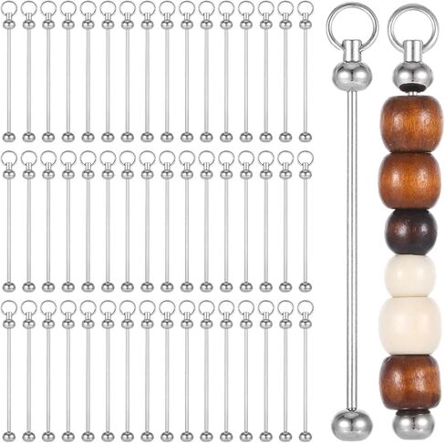 50Pcs Beadable Keychain Bar, Blank Beadable Keychain Kit for DIY Delicate Key Chain Charms, School Bag Charms, Handbag Decorations in Kuwait