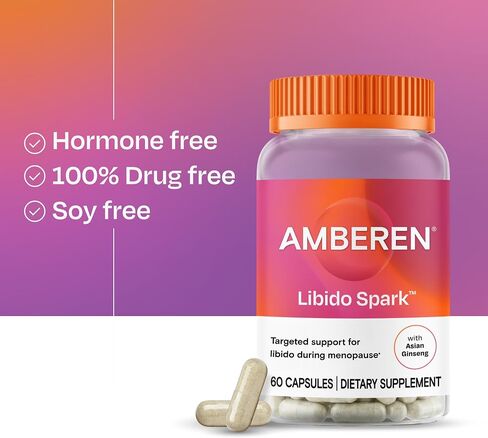 Amberen Libido Spark Menopause Support Supplement for Women —Supports Intimate Wellness with Asian Ginseng Root Extract, Hormone-Free, Soy-Free, 60 Capsules, 30-Day Supply in Saudi Arabia