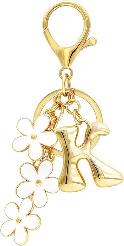 Floral Series Initial Bag Charm, Cute Flower & Bubble Letter Purse Charms, Keychain Accessories Gift for Women in Saudi Arabia
