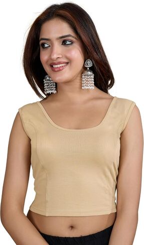 TRENDMALLS Women's Pure Cotton Elastin Stretchable Readymade Sleeveless Blouse Choli Stylish Blouse Ready to Wear in Saudi Arabia