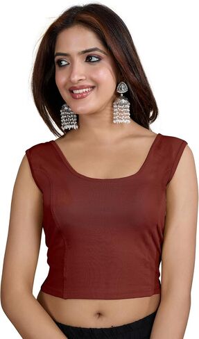 TRENDMALLS Women's Pure Cotton Elastin Stretchable Readymade Sleeveless Blouse Choli Stylish Blouse Ready to Wear in Saudi Arabia
