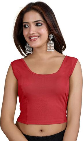 TRENDMALLS Women's Pure Cotton Elastin Stretchable Readymade Sleeveless Blouse Choli Stylish Blouse Ready to Wear in Saudi Arabia