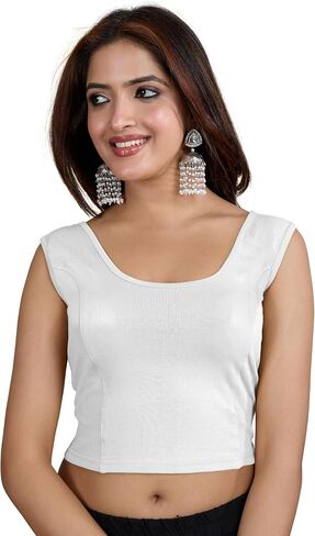TRENDMALLS Women's Pure Cotton Elastin Stretchable Readymade Sleeveless Blouse Choli Stylish Blouse Ready to Wear in Saudi Arabia