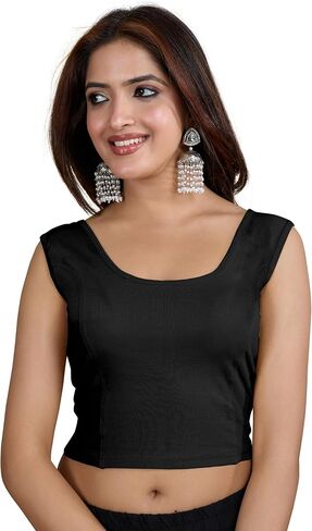 TRENDMALLS Women's Pure Cotton Elastin Stretchable Readymade Sleeveless Blouse Choli Stylish Blouse Ready to Wear in Saudi Arabia