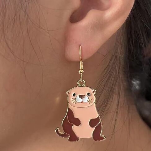 Otter Dangle Earring Funny Animal Earing Cute Wild Animal Otter Earring for Women Friend in Saudi Arabia