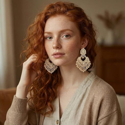 Indian Earrings for Women Jhumkas, Boho Indian Earring Gold Chandelier Earrings, Vintage Ball Dangle Beaded Earring Drop Dangling Jhumka Jewelry for Festival Holiday Christmas in Saudi Arabia
