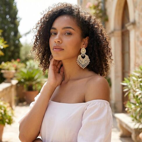 Indian Earrings for Women Jhumkas, Boho Indian Earring Gold Chandelier Earrings, Vintage Ball Dangle Beaded Earring Drop Dangling Jhumka Jewelry for Festival Holiday Christmas in Saudi Arabia