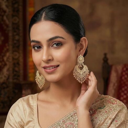 Indian Earrings for Women Jhumkas, Boho Indian Earring Gold Chandelier Earrings, Vintage Ball Dangle Beaded Earring Drop Dangling Jhumka Jewelry for Festival Holiday Christmas in Saudi Arabia