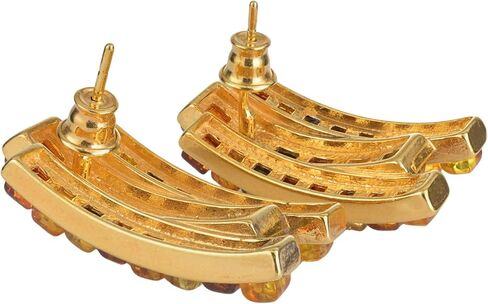 Amber Jewelry for Women - 18K Gold Plated 925 Sterling Silver Multicolored Baltic Amber Bullet Clutch Earrings, Gemstone Earrings - Sterling Silver Jewelry Collection in Saudi Arabia